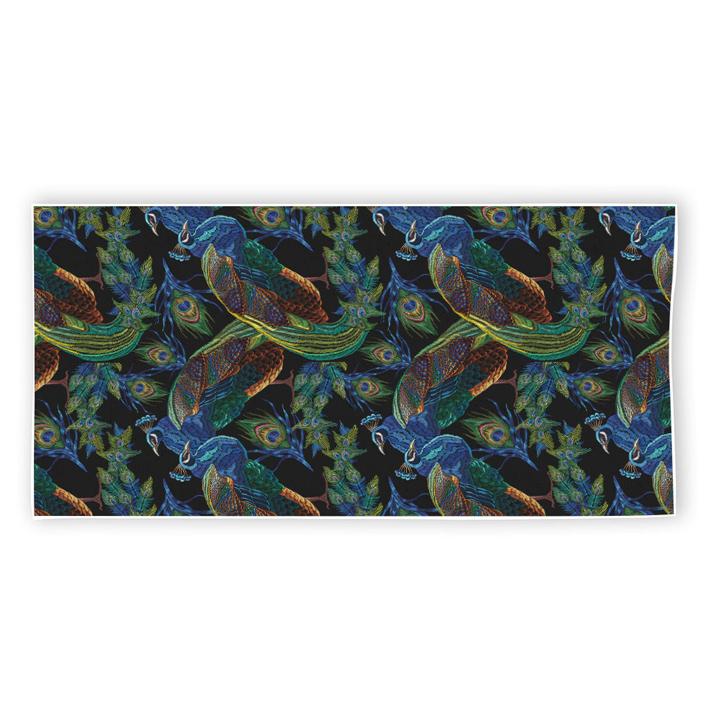 Embroidery Peacock Pattern Print Beach Towel