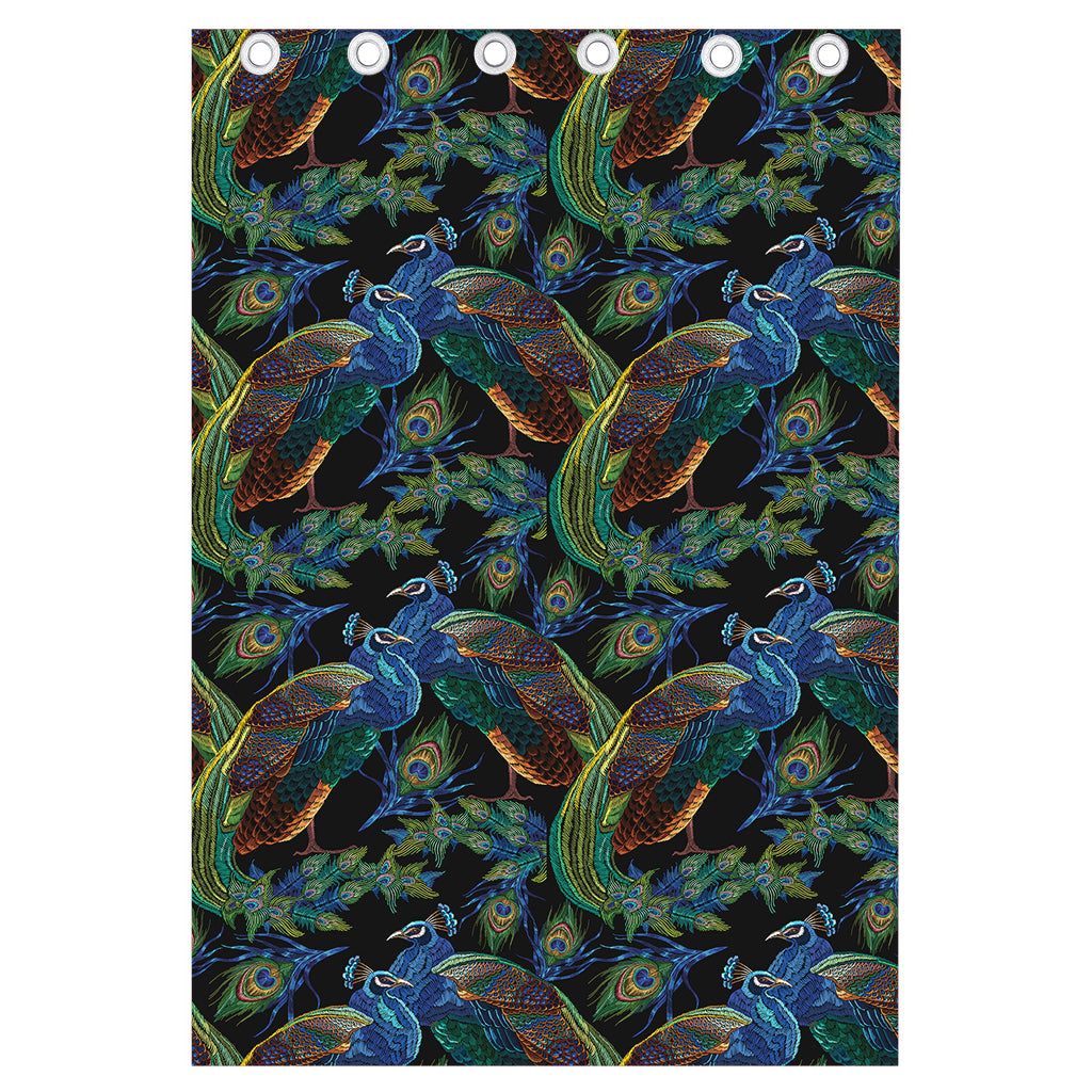 Embroidery Peacock Pattern Print Curtain