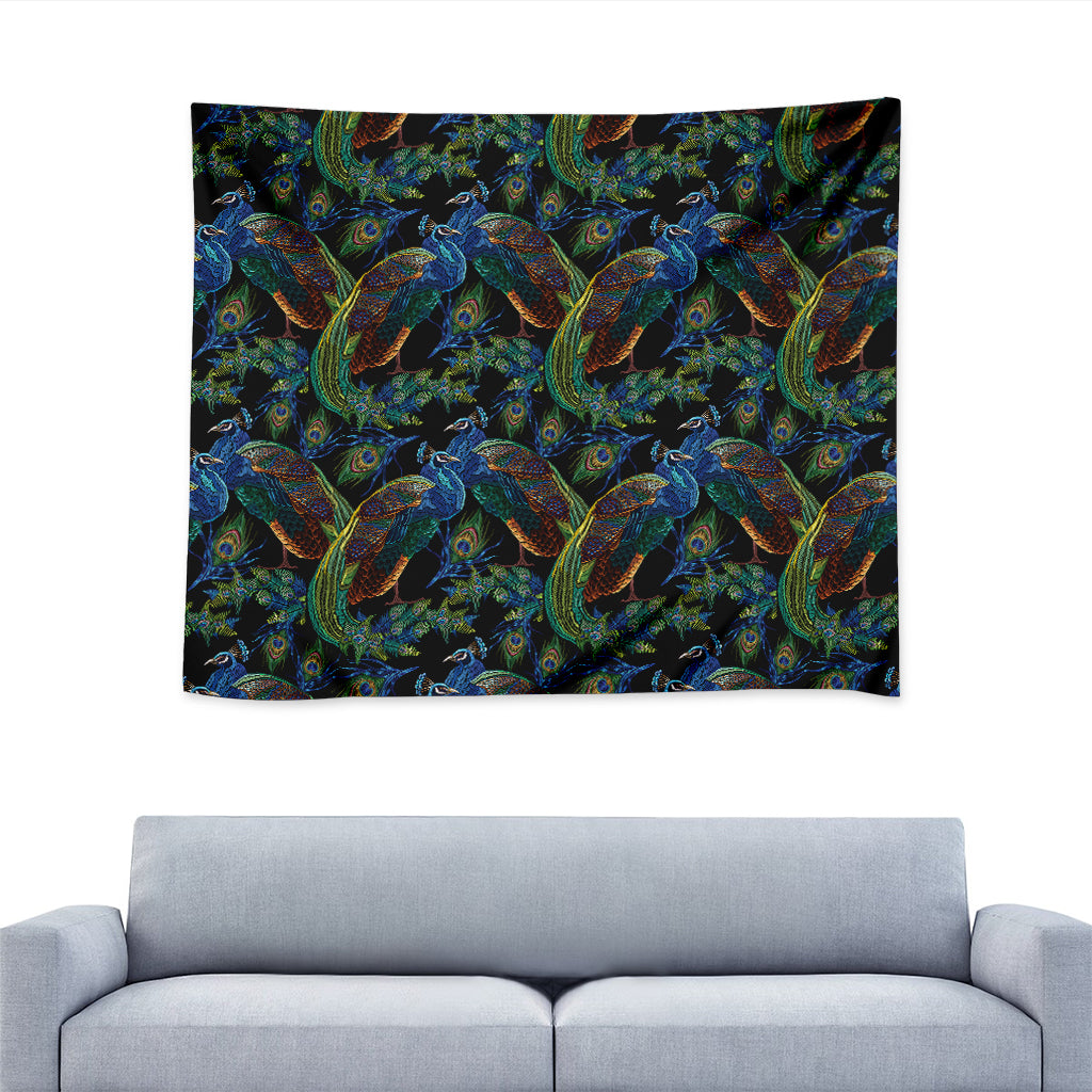 Embroidery Peacock Pattern Print Tapestry