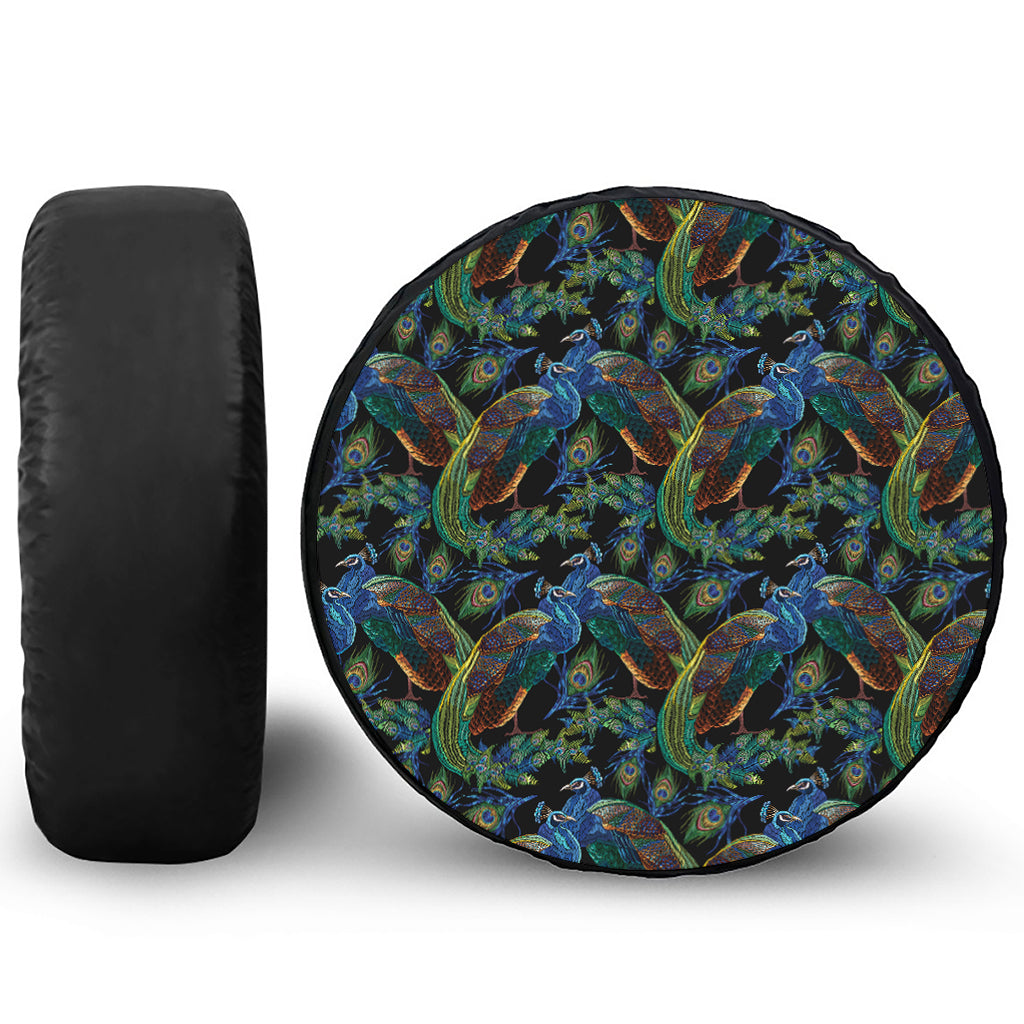 Embroidery Peacock Pattern Print Tire Cover