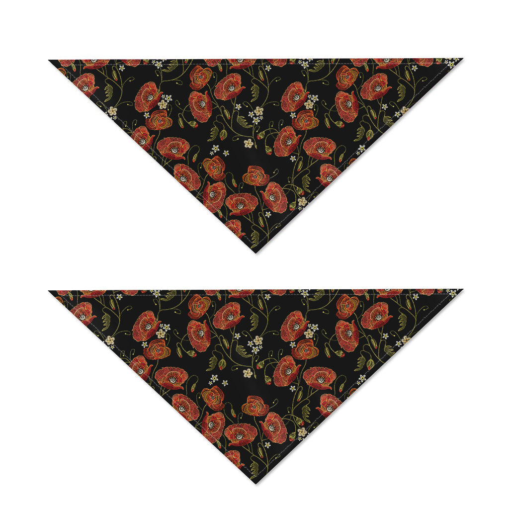Embroidery Poppy Pattern Print Dog Bandana