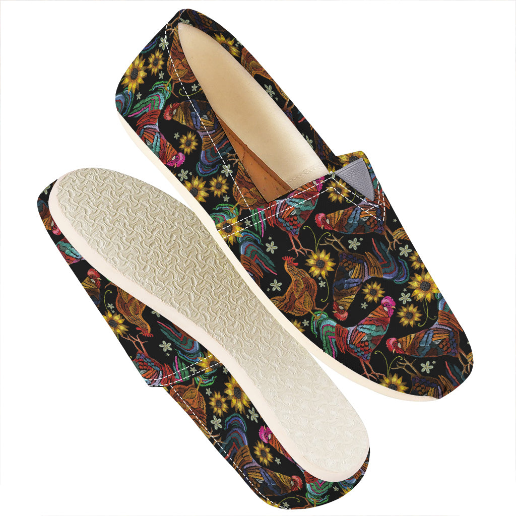 Embroidery Rooster Pattern Print Casual Shoes