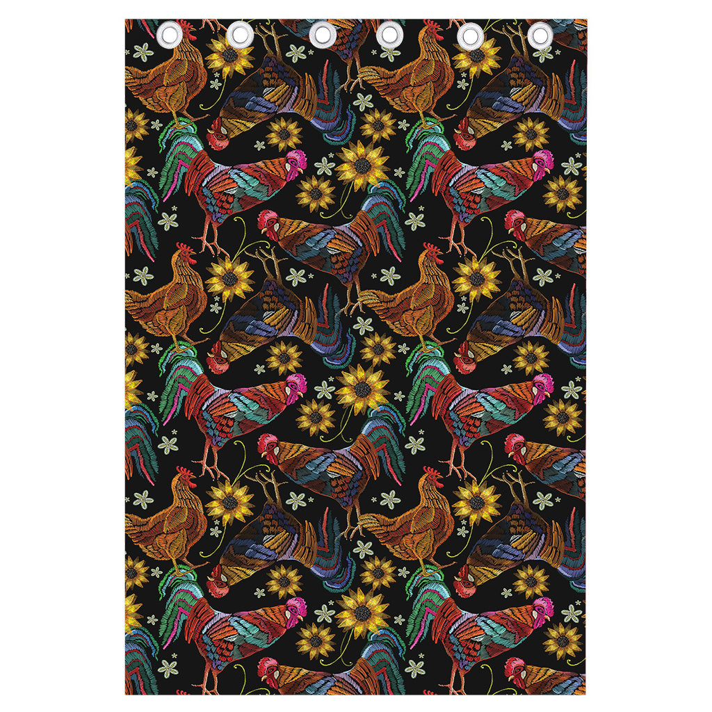 Embroidery Rooster Pattern Print Curtain