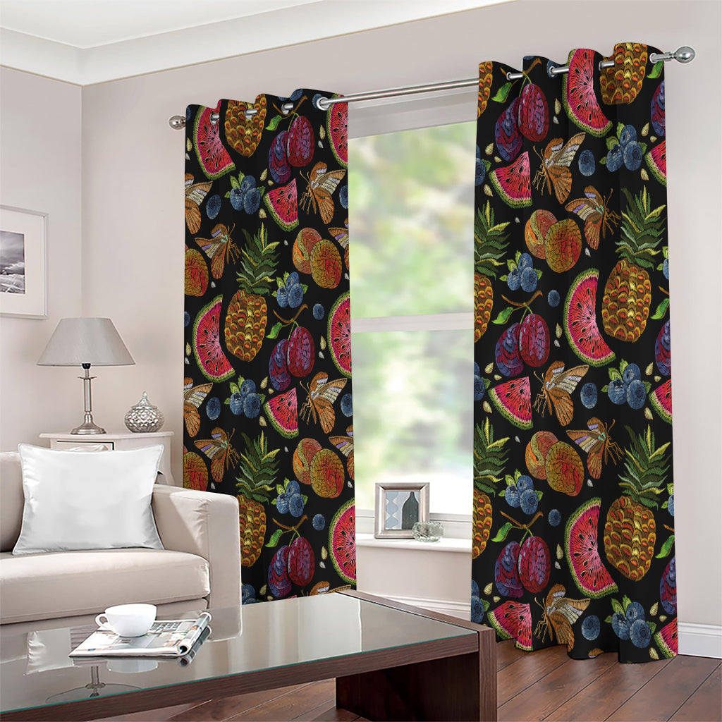Embroidery Tropical Pattern Print Extra Wide Grommet Curtains