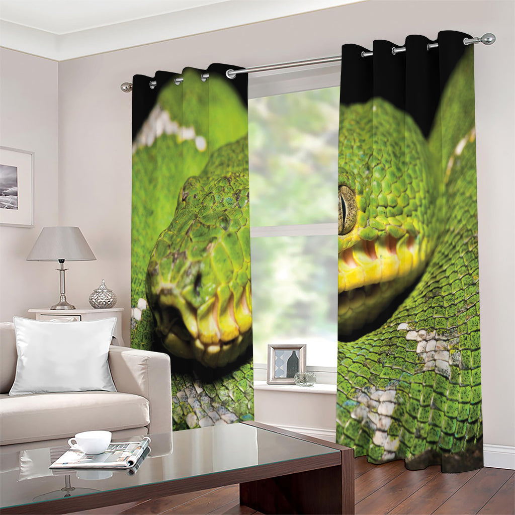 Emerald Tree Boa Snake Print Extra Wide Grommet Curtains