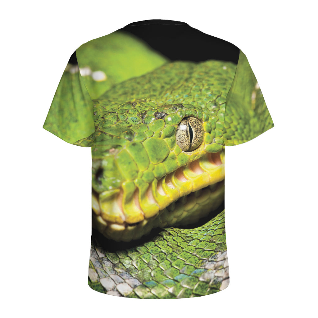Emerald Tree Boa Snake Print Men's Sports T-Shirt