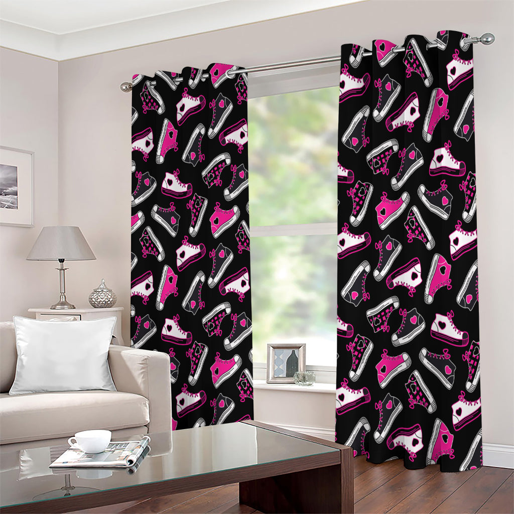 Emo Shoes Pattern Print Extra Wide Grommet Curtains