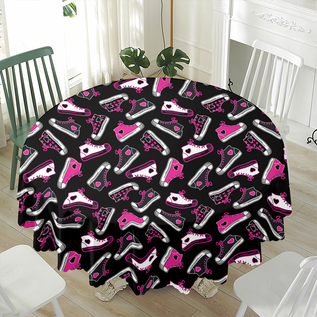 Emo Shoes Pattern Print Waterproof Round Tablecloth