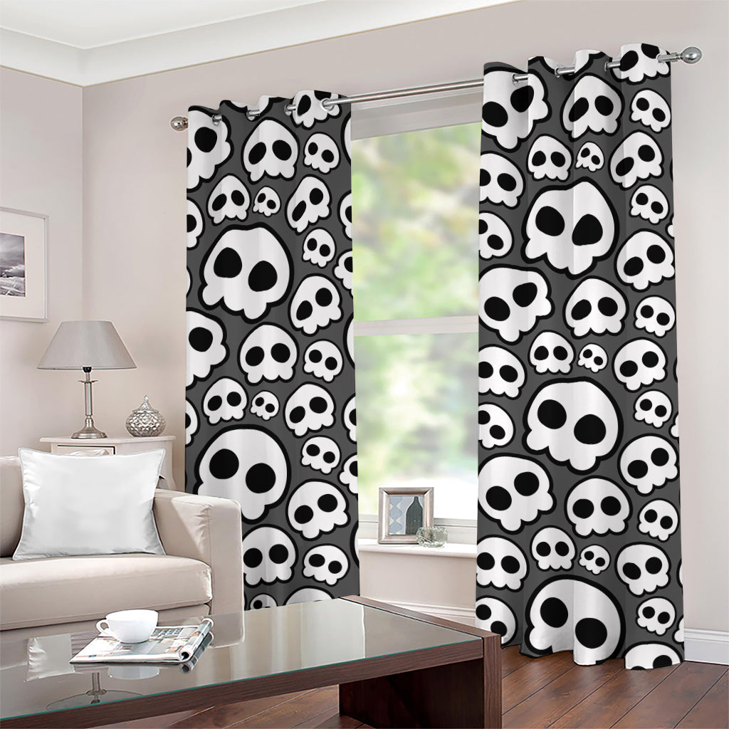 Emo Skull Pattern Print Grommet Curtains