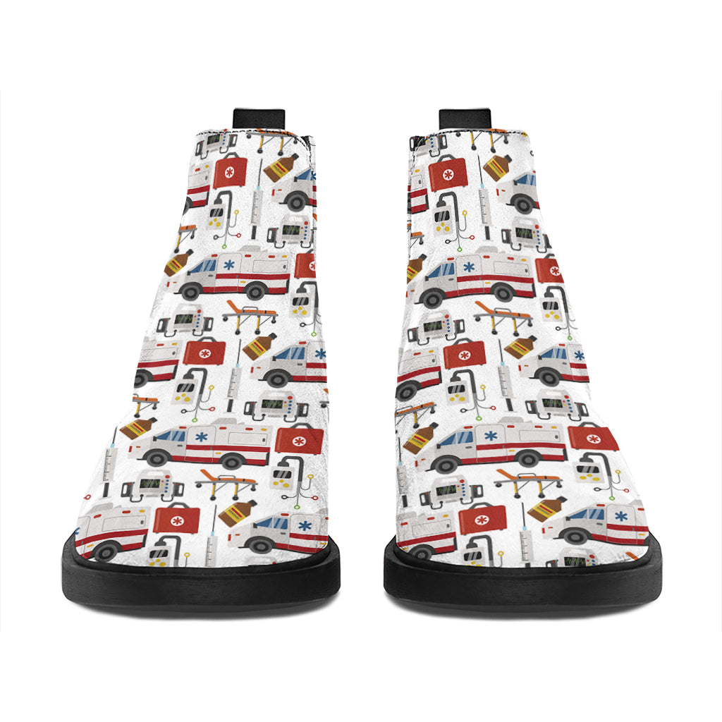 EMS Paramedic Pattern Print Flat Ankle Boots