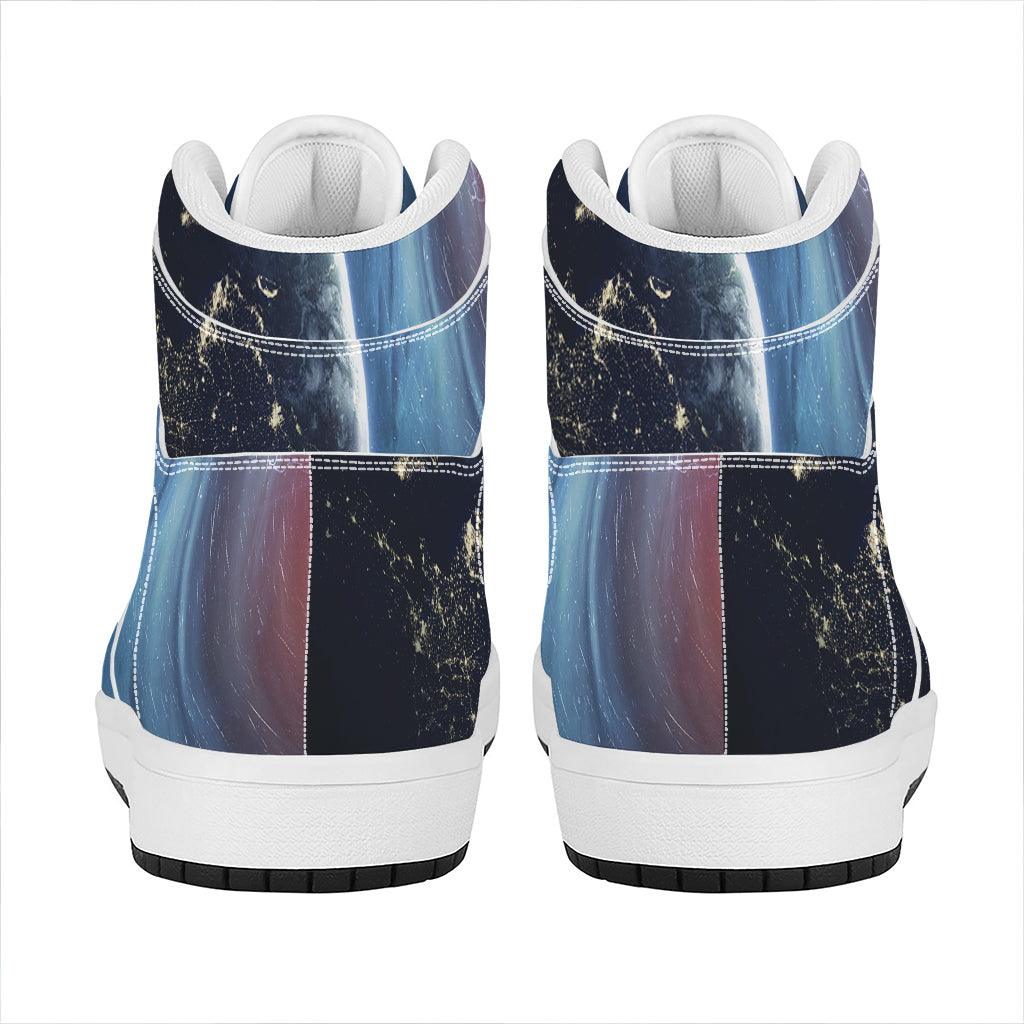Endless Space Print High Top Leather Sneakers