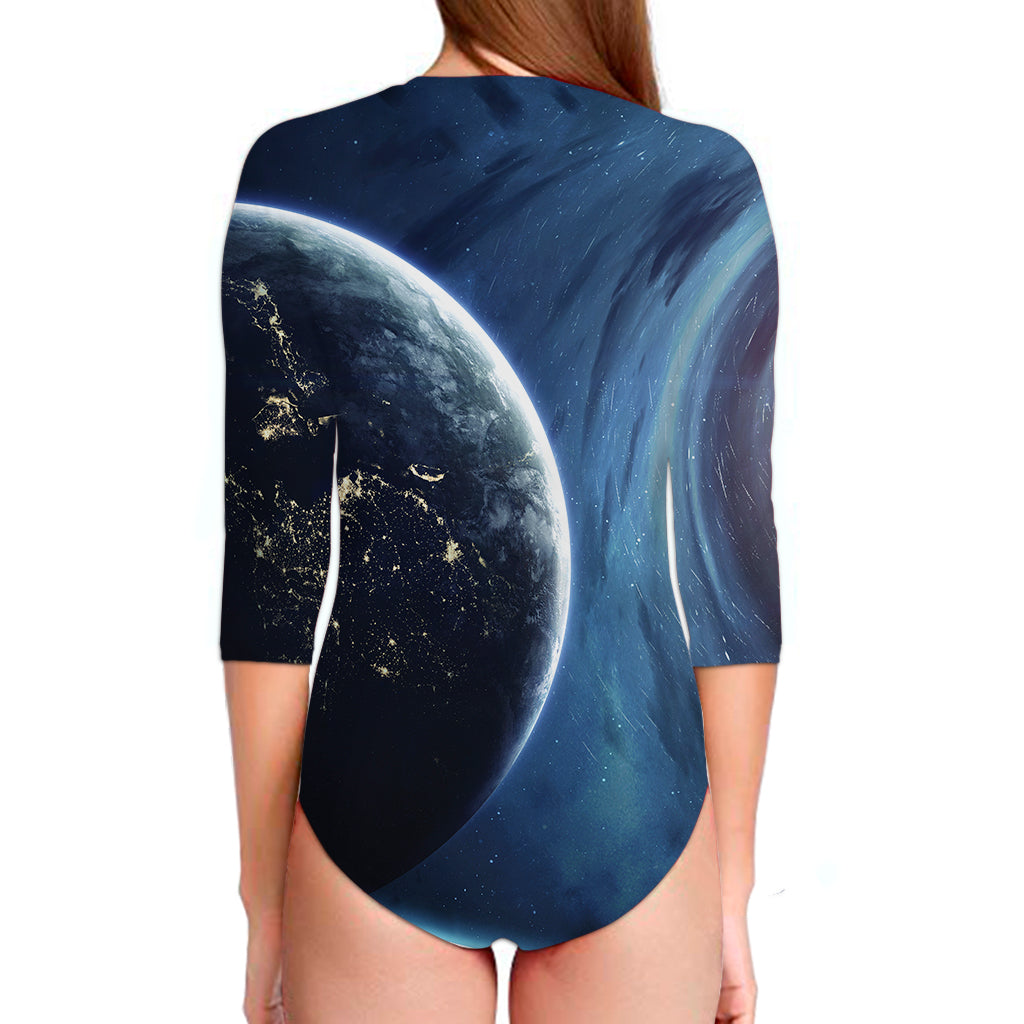 Endless Space Print Long Sleeve Swimsuit