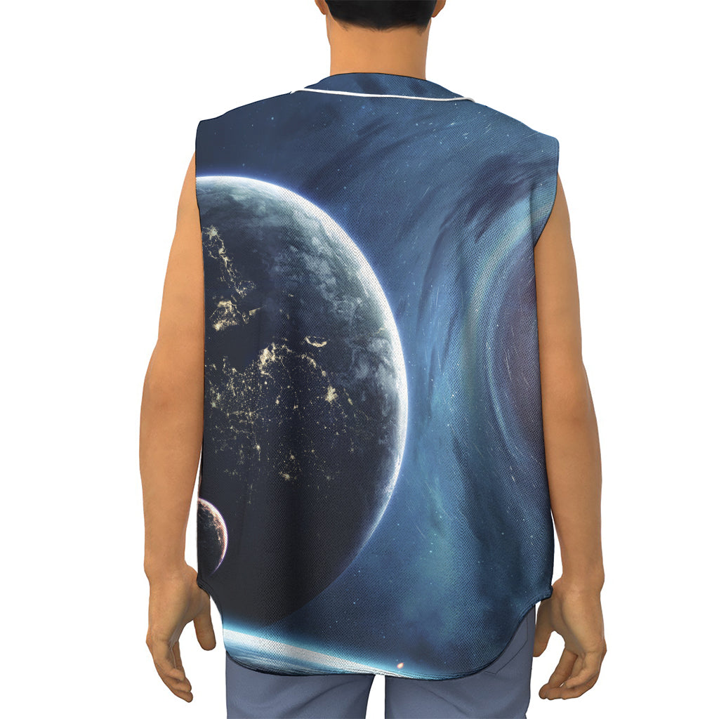 Endless Space Print Sleeveless Baseball Jersey