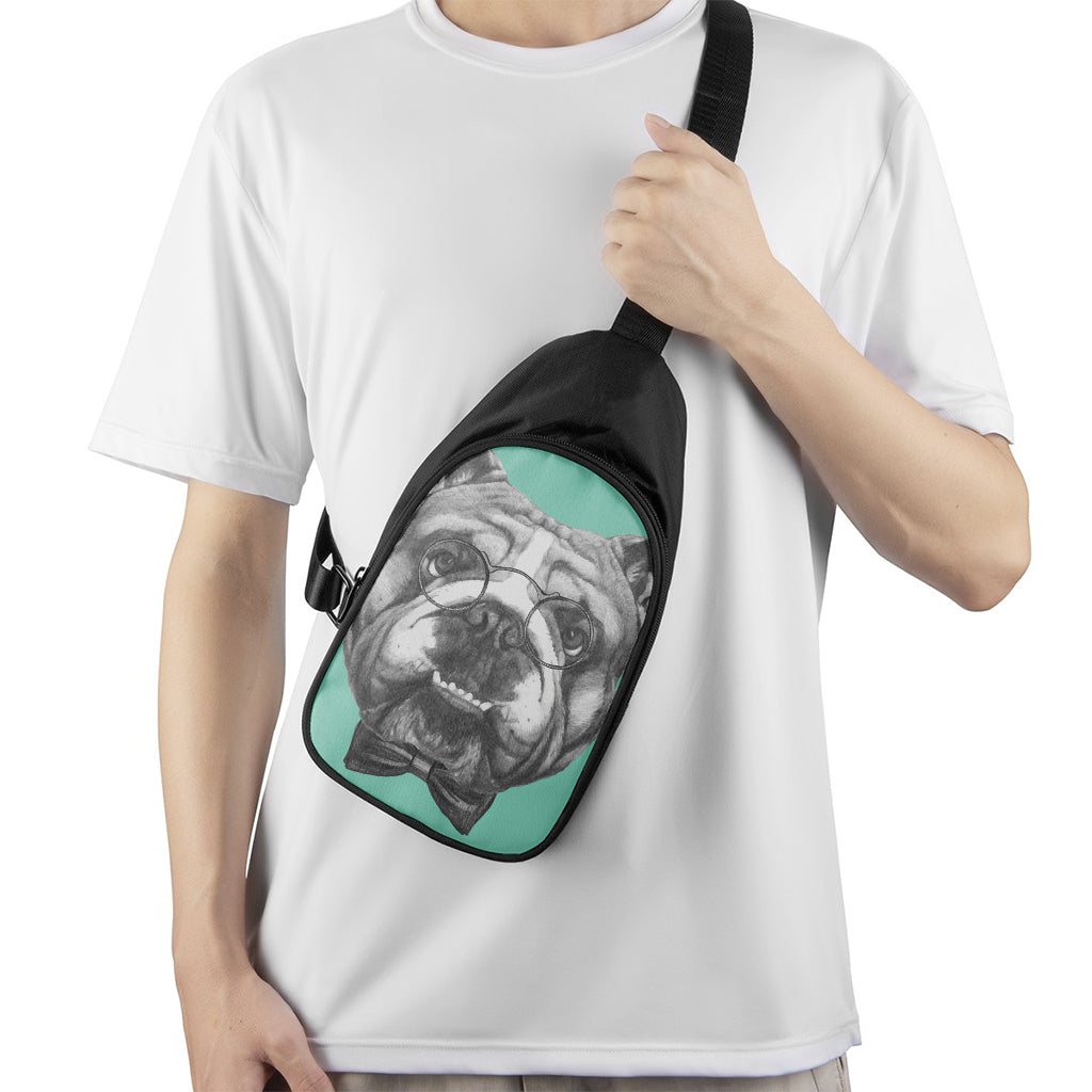 English Bulldog With Glasses Print Chest Bag