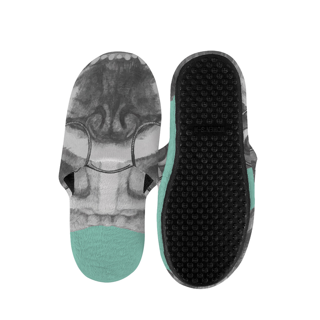 English Bulldog With Glasses Print Slippers