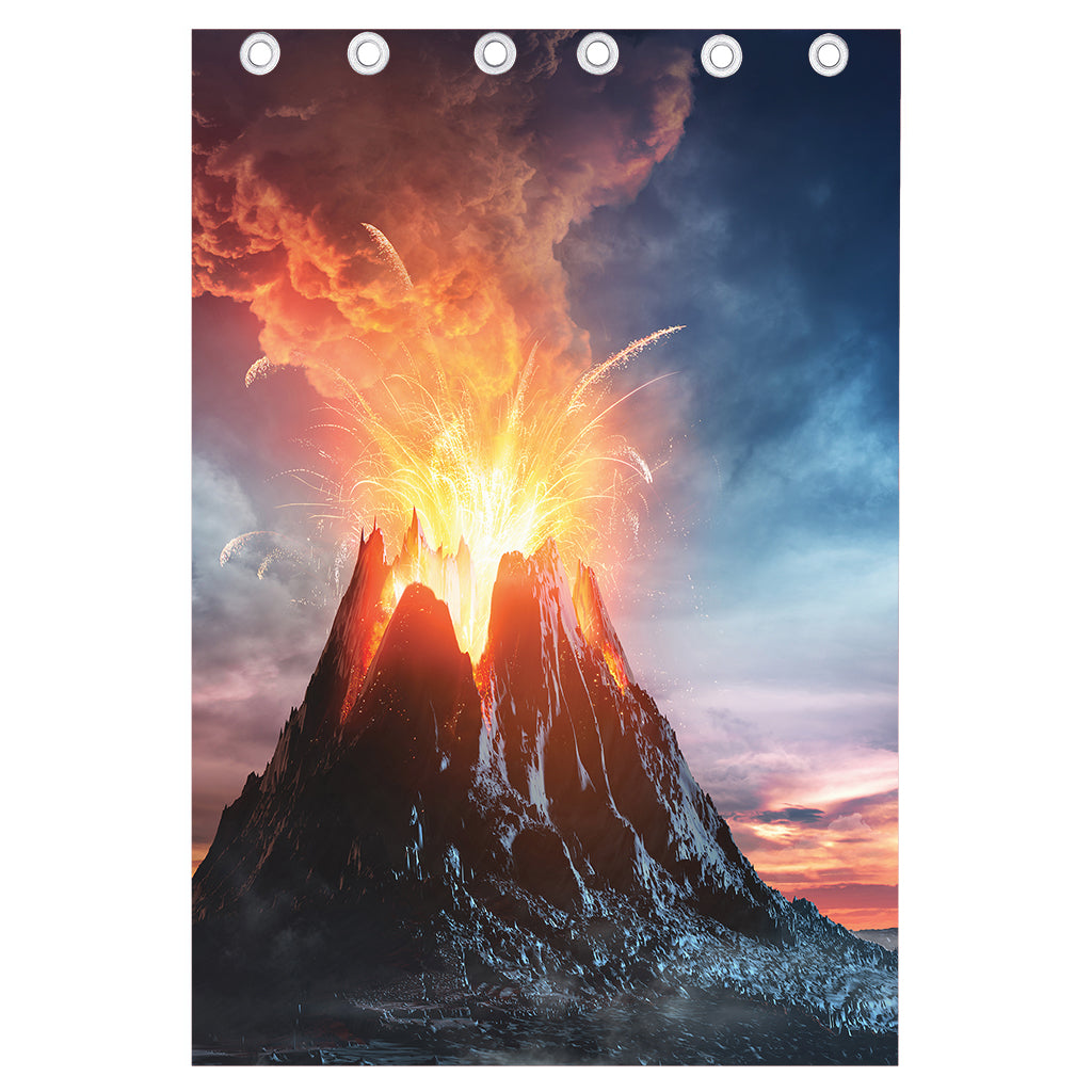 Erupting Volcano Print Curtain