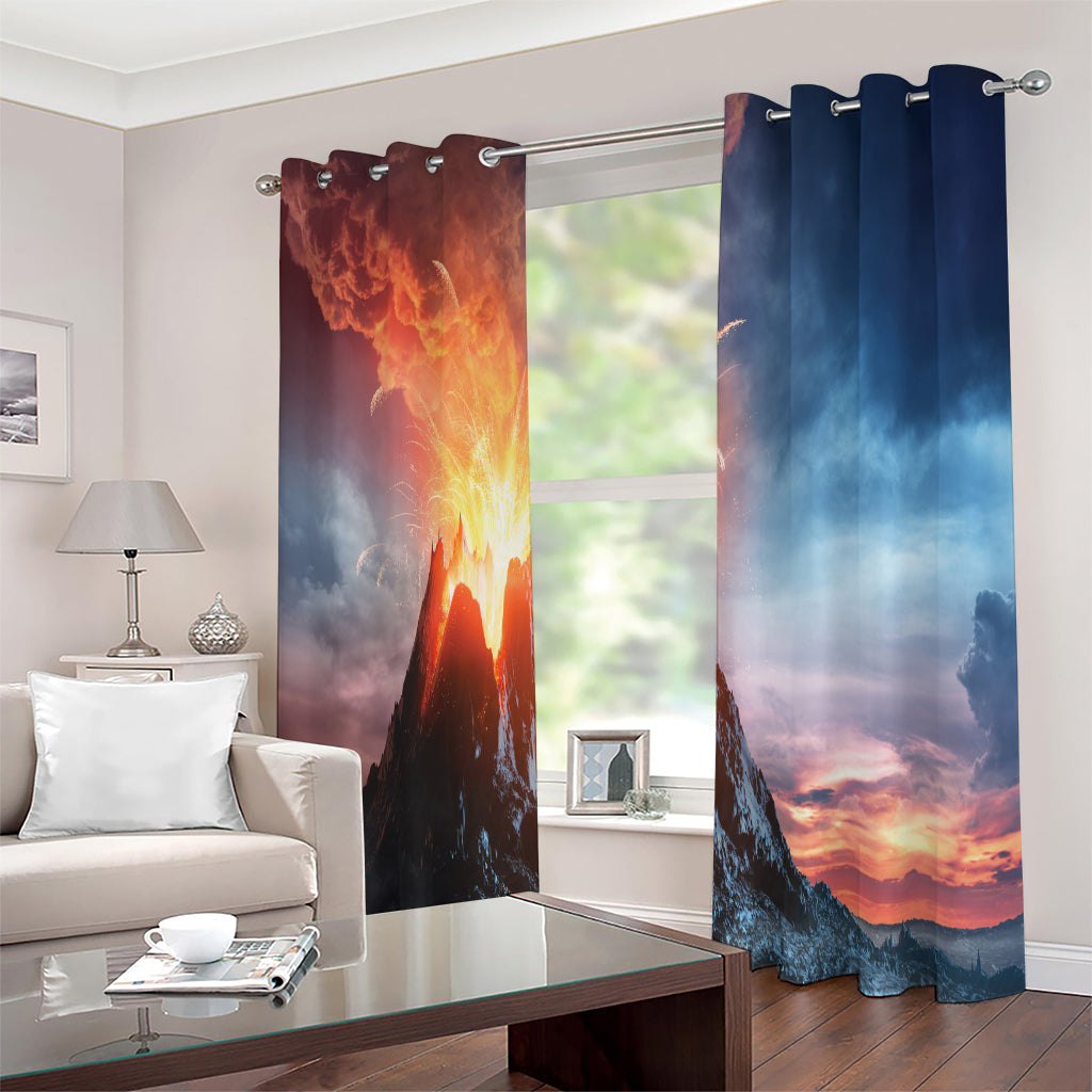 Erupting Volcano Print Extra Wide Grommet Curtains
