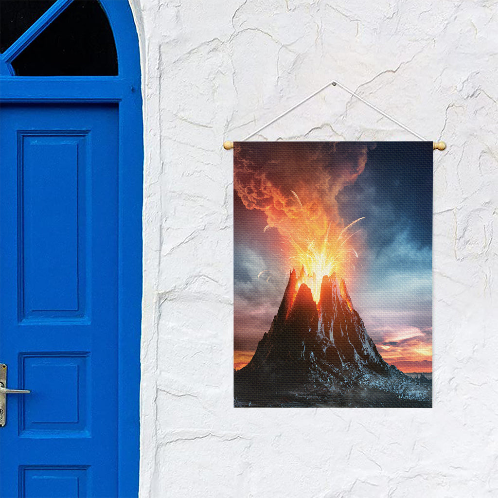 Erupting Volcano Print Garden Flag