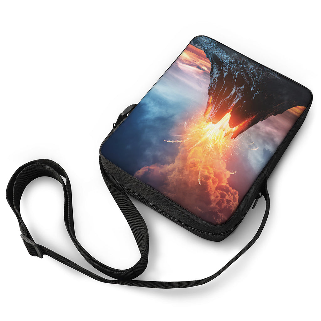 Erupting Volcano Print Rectangular Crossbody Bag