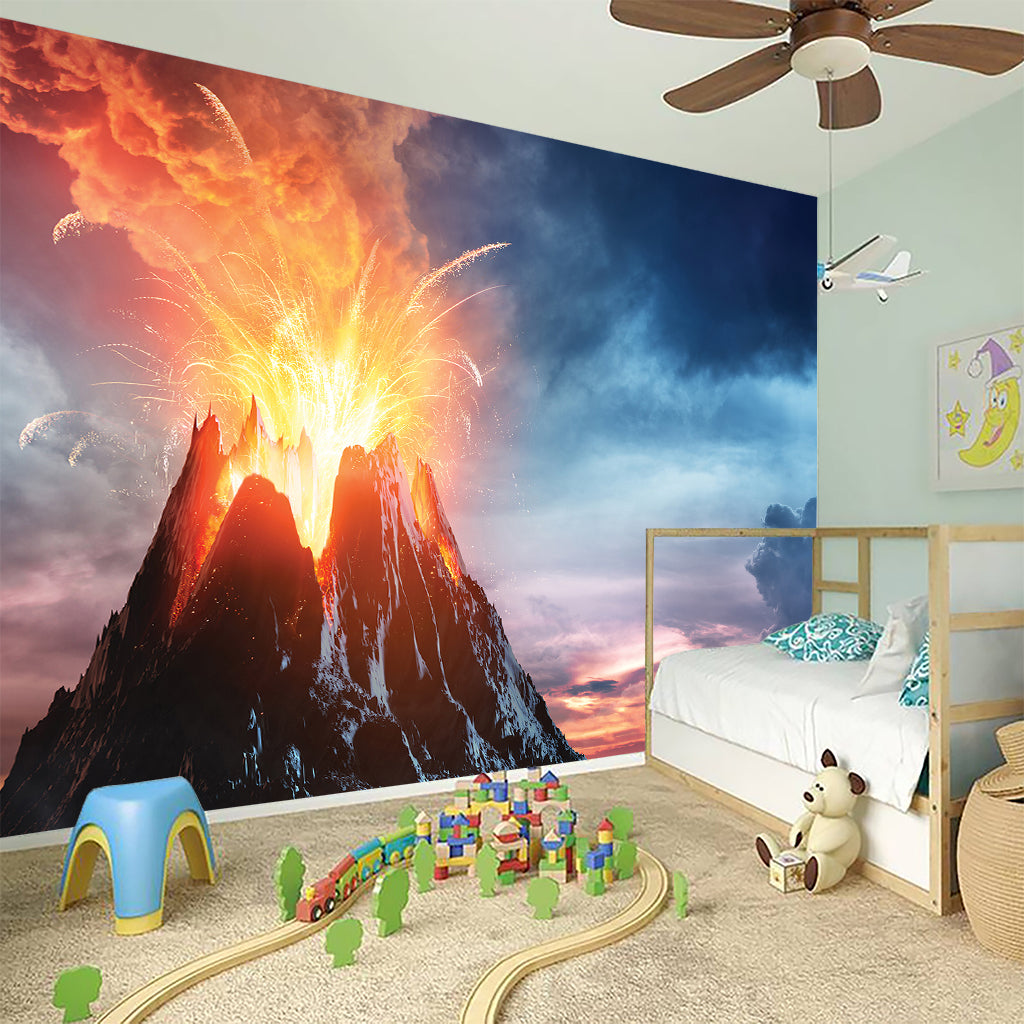 Erupting Volcano Print Wall Sticker
