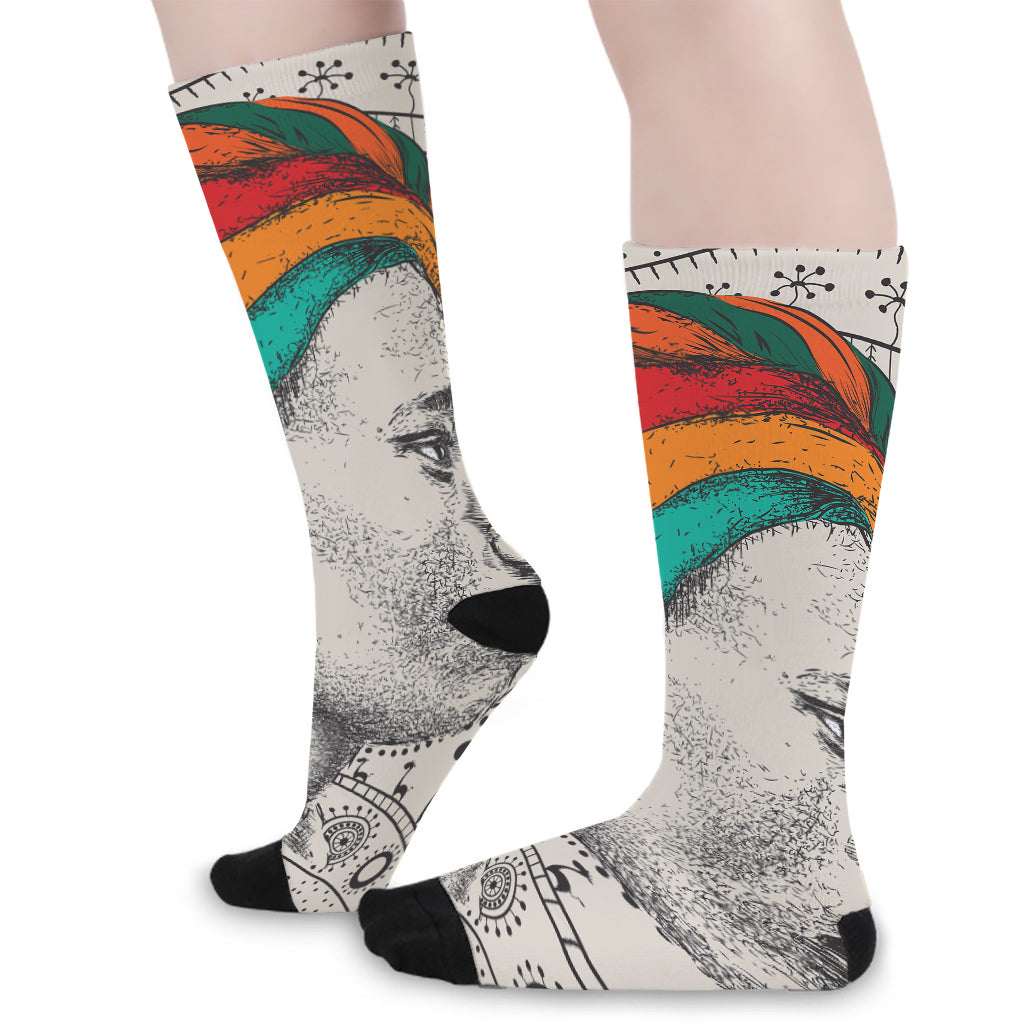 Ethnic African Girl Print Long Socks
