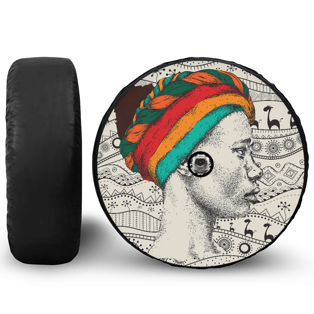 Ethnic African Girl Print Tire Cover With Camera Hole