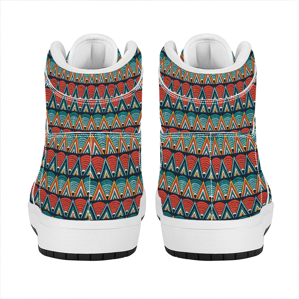 Ethnic African Inspired Pattern Print High Top Leather Sneakers