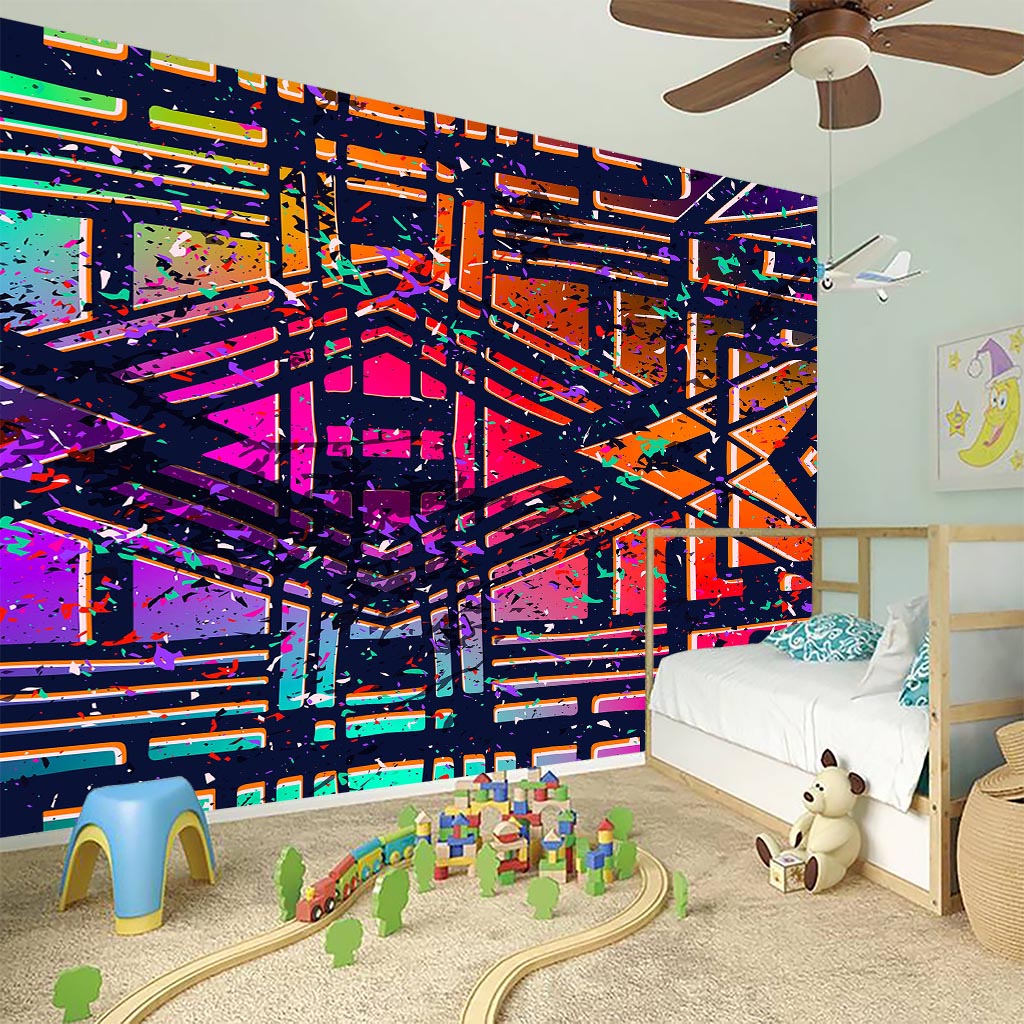 Ethnic Aztec Grunge Trippy Print Wall Sticker