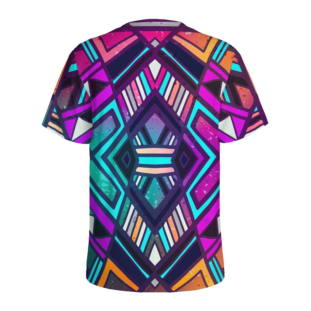 Ethnic Aztec Trippy Print Men's Sports T-Shirt
