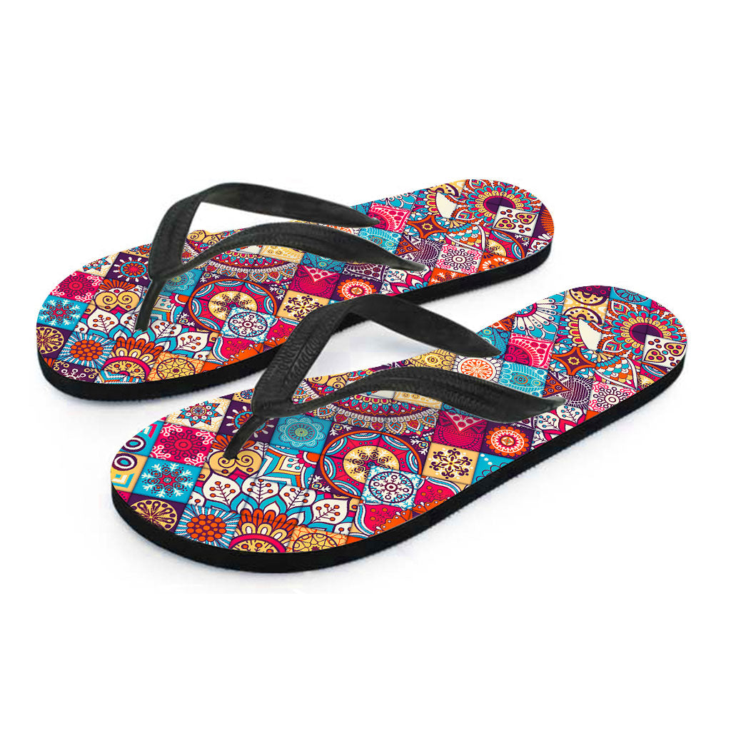 Ethnic Bohemian Mandala Pattern Print Flip Flops