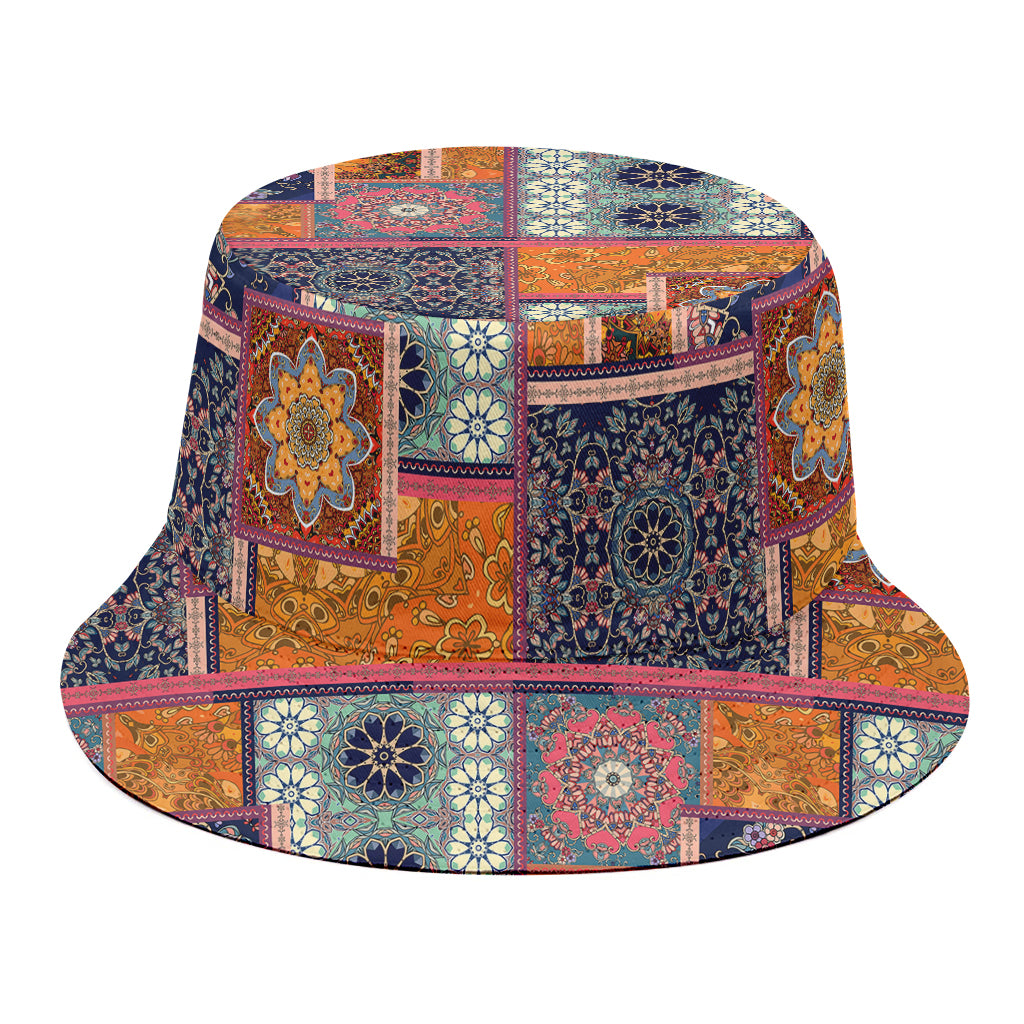 Ethnic Floral Patchwork Pattern Print Bucket Hat