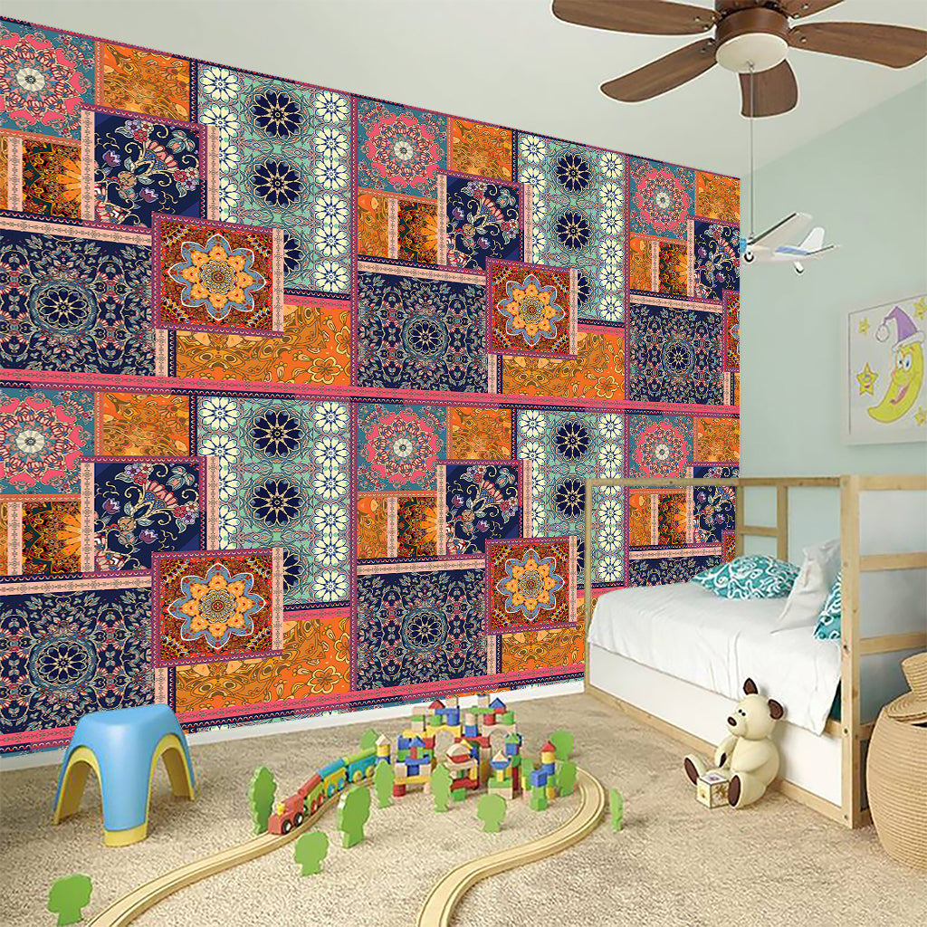 Ethnic Floral Patchwork Pattern Print Wall Sticker