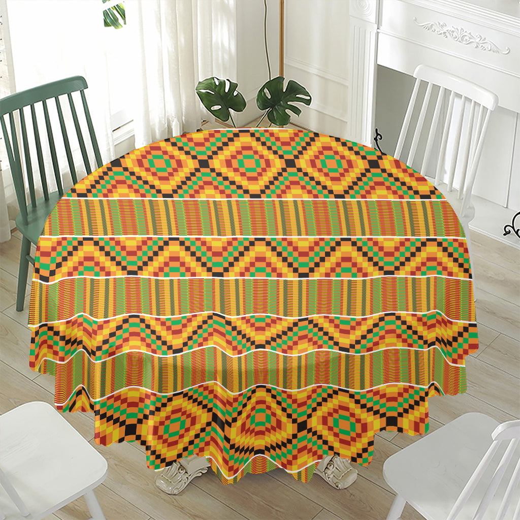 Ethnic Kente Pattern Print Waterproof Round Tablecloth