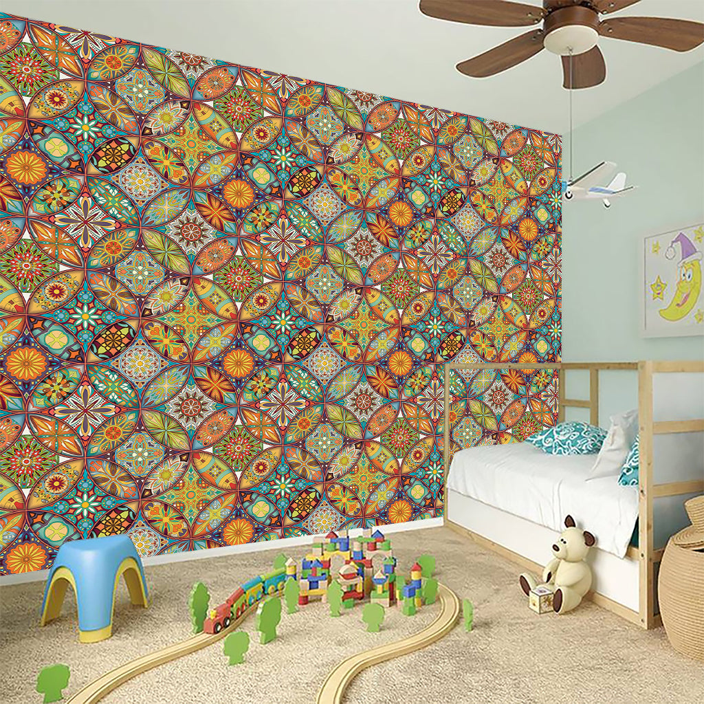 Ethnic Mandala Patchwork Pattern Print Wall Sticker