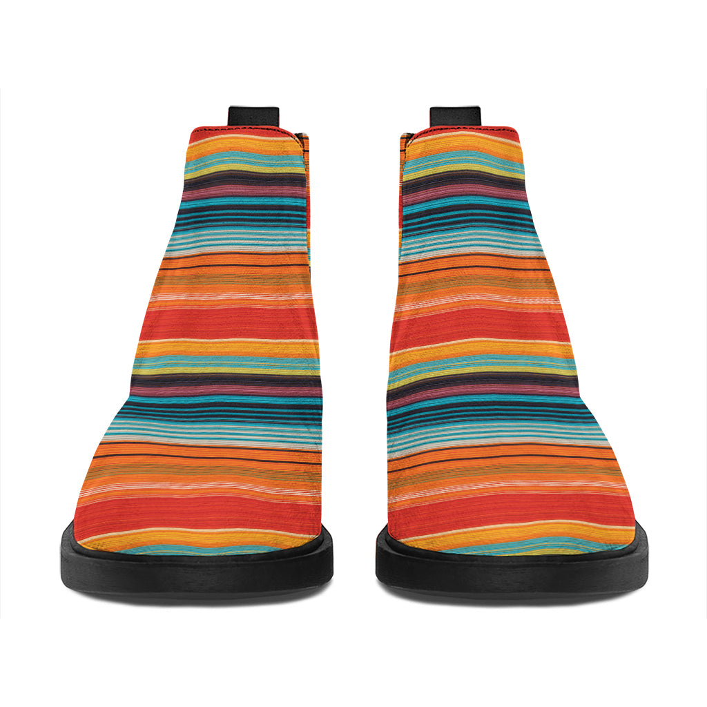 Ethnic Mexican Blanket Pattern Print Flat Ankle Boots