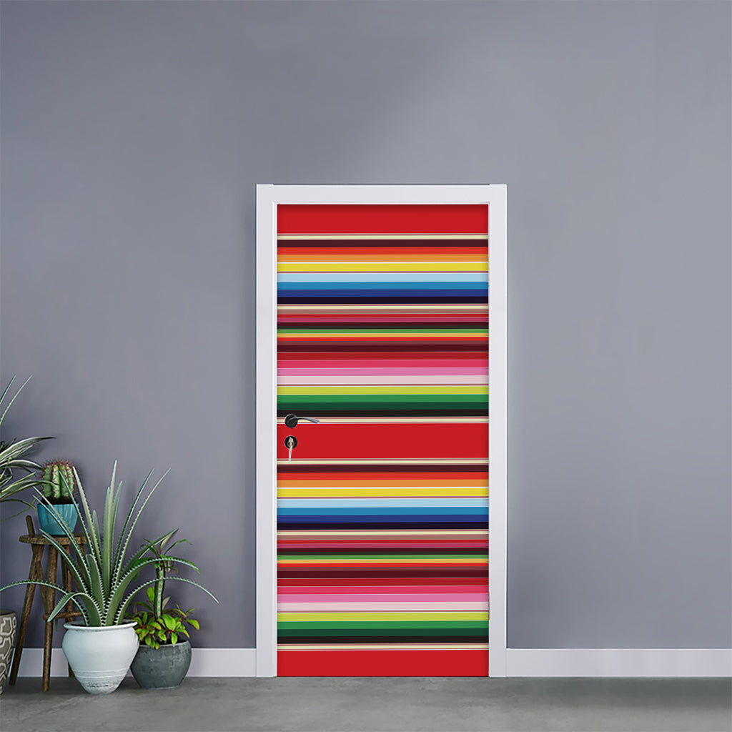 Ethnic Mexican Blanket Stripe Print Door Sticker
