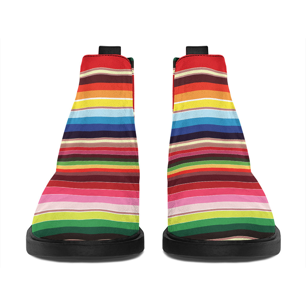 Ethnic Mexican Blanket Stripe Print Flat Ankle Boots
