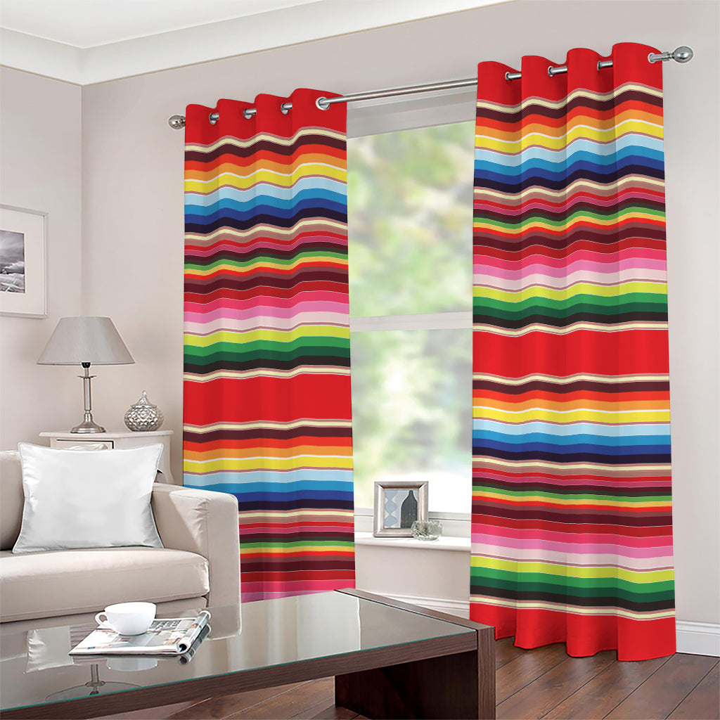 Ethnic Mexican Blanket Stripe Print Grommet Curtains