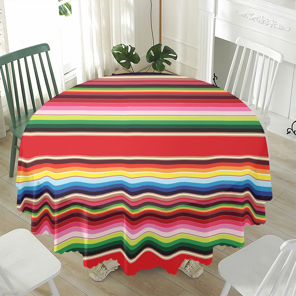 Ethnic Mexican Blanket Stripe Print Waterproof Round Tablecloth