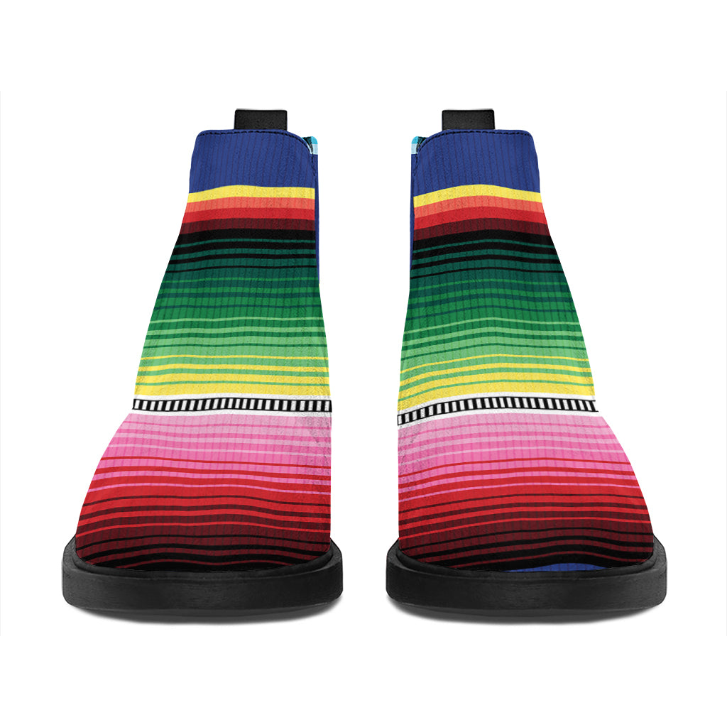 Ethnic Mexican Serape Pattern Print Flat Ankle Boots