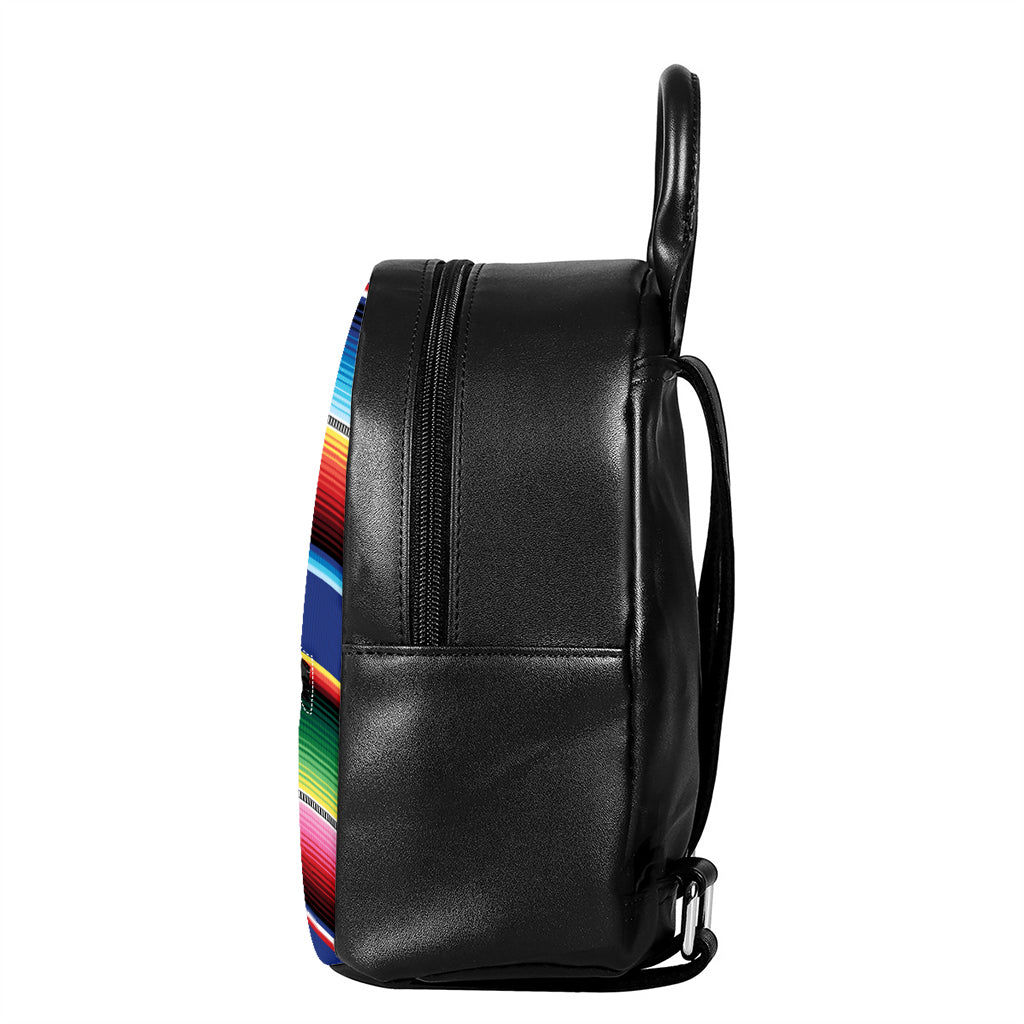 Ethnic Mexican Serape Pattern Print Leather Backpack
