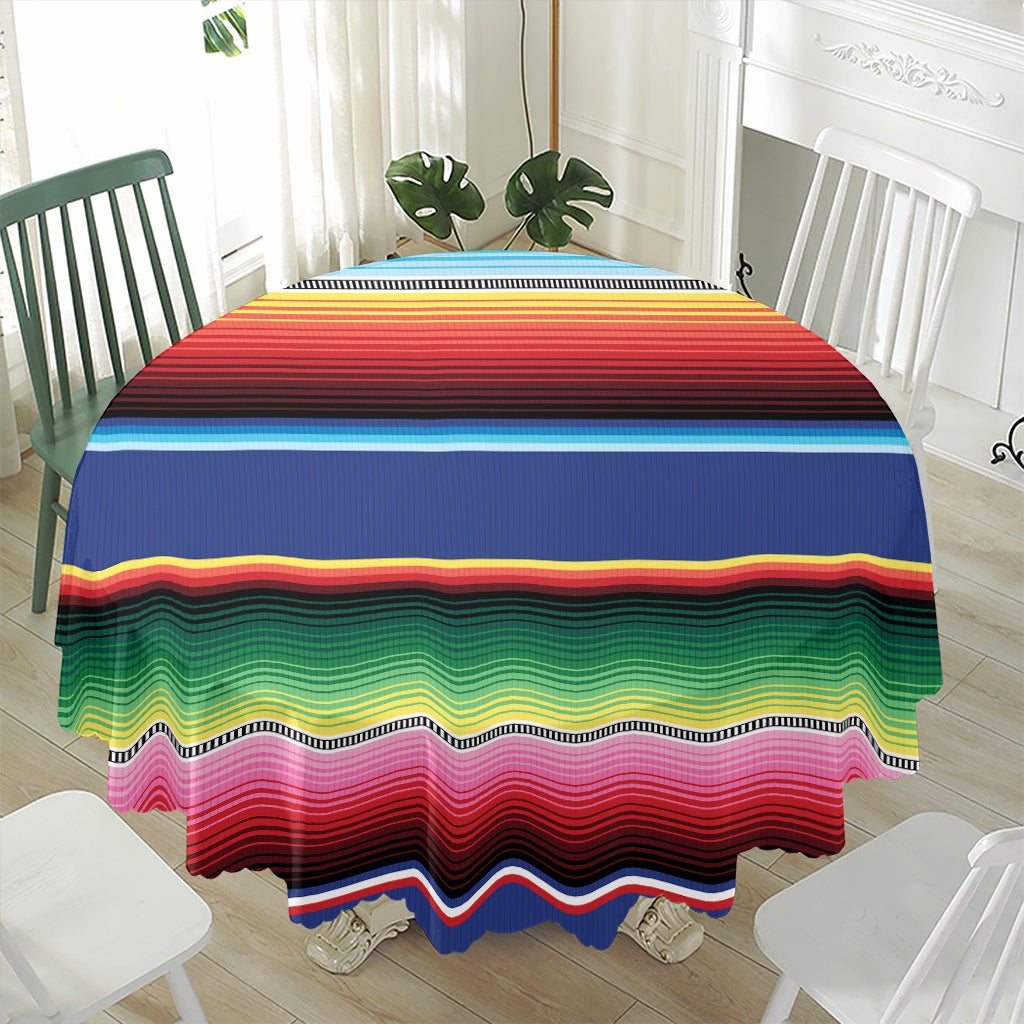 Ethnic Mexican Serape Pattern Print Waterproof Round Tablecloth