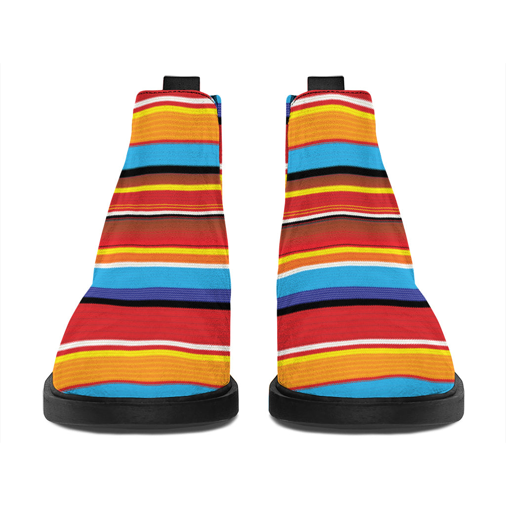 Ethnic Mexican Woven Pattern Print Flat Ankle Boots