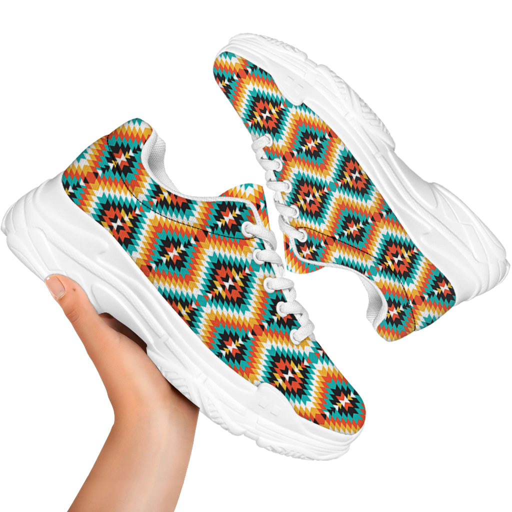 Ethnic Native American Pattern Print White Chunky Shoes