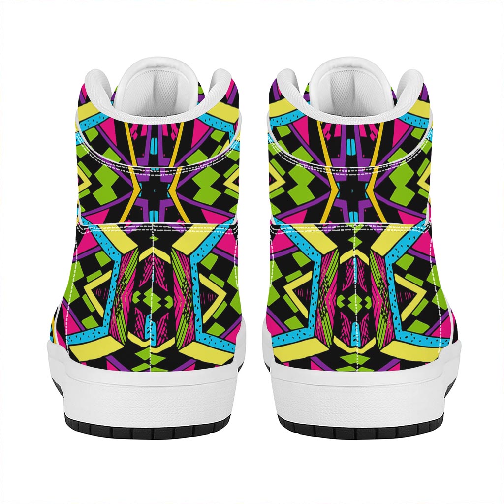 Ethnic Psychedelic Trippy Print High Top Leather Sneakers