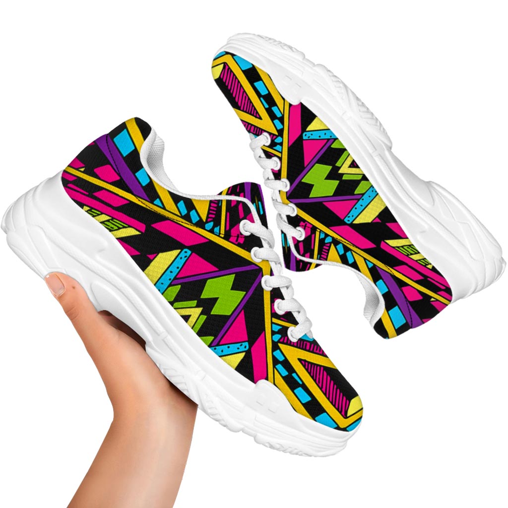 Ethnic Psychedelic Trippy Print White Chunky Shoes