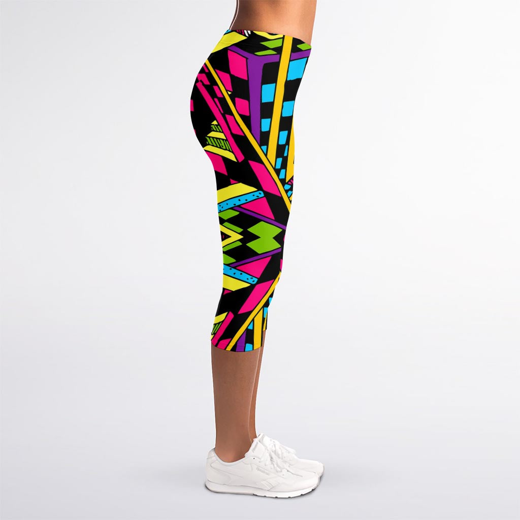 Ethnic Psychedelic Trippy Print Women's Capri Leggings