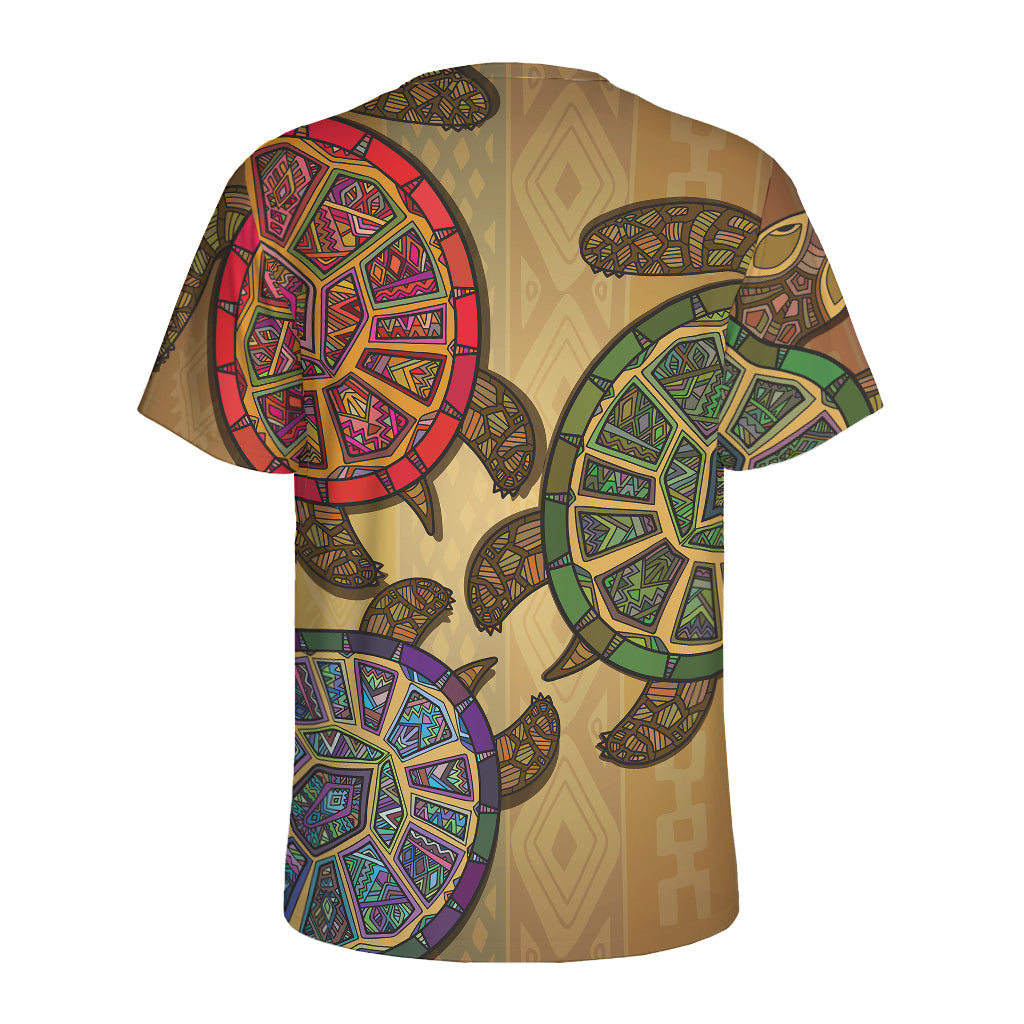 Ethnic Sea Turtles Print Men's Sports T-Shirt