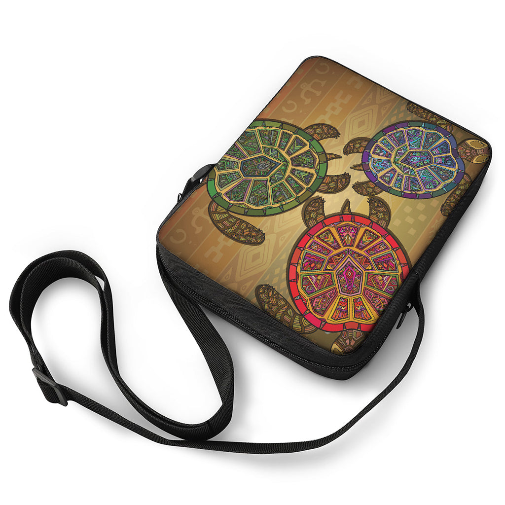 Ethnic Sea Turtles Print Rectangular Crossbody Bag