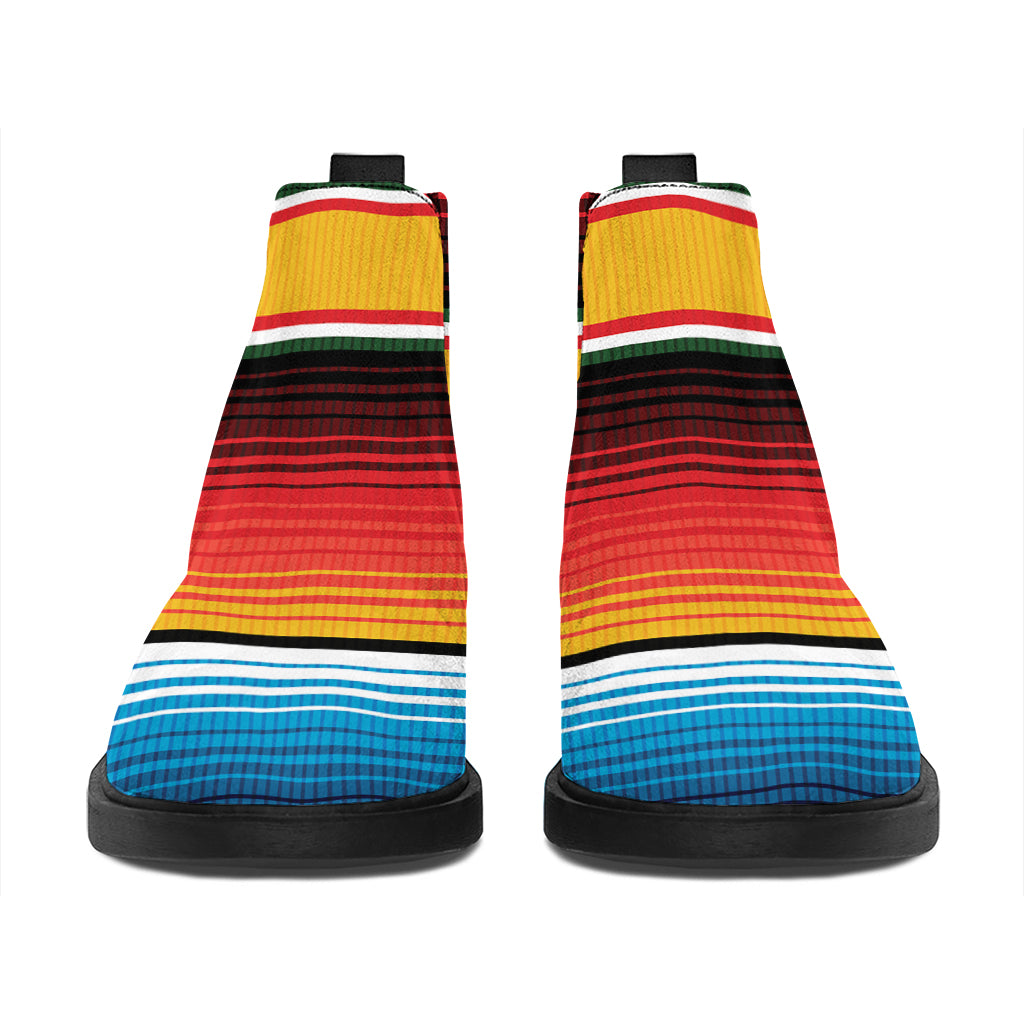 Ethnic Serape Blanket Pattern Print Flat Ankle Boots